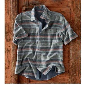 Carbon 2 Cobalt - Men's Size L Striped Button Up Shirt Short Sleeve